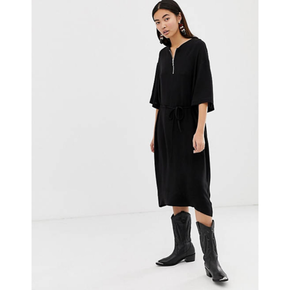 SOLD! WEEKDAY Oversized Tie Waist Smock Dress NWT - Picture 3 of 8